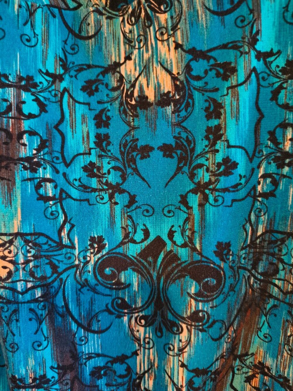 Perception Concept Blue Multi Patterend Long Sleeve V-Neck Blouse Party Office - Picture 5 of 8